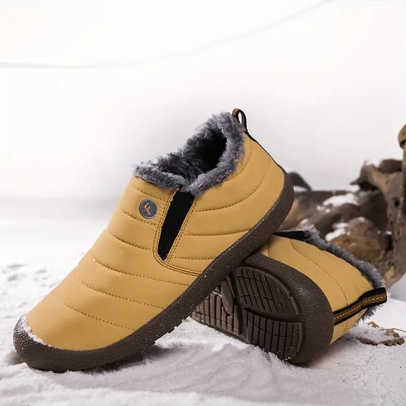 Mens Waterproof Fur Lining Slip On Snow Boots