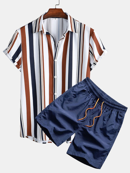 Geometric Print Shirt & Swim Shorts