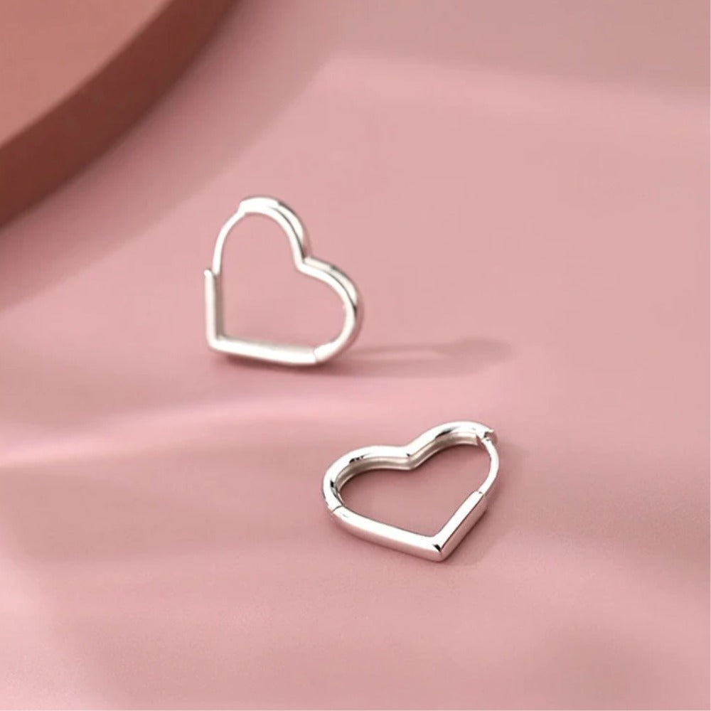 HEART HOOP EARRINGS (PAIR)