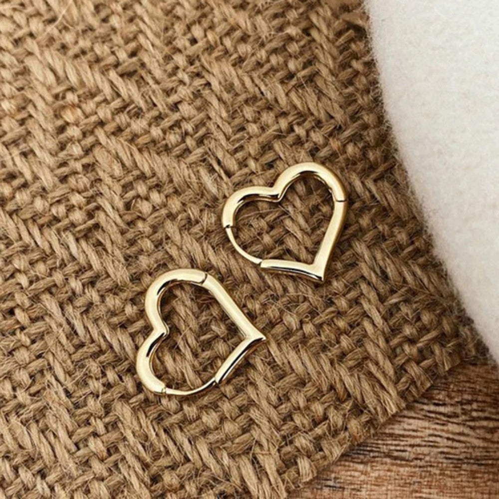 HEART HOOP EARRINGS (PAIR)