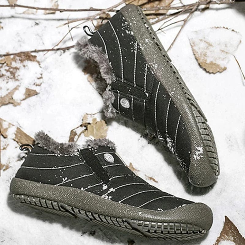 Mens Waterproof Fur Lining Slip On Snow Boots