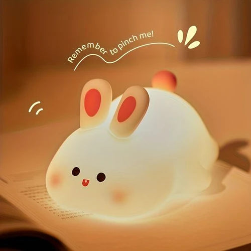 Rabbit Night Light for Kids,Cute Silicone Baby lamp, Dimmable Light up Bunny, Nursery Night lamp,Rechargeable Bunny Nightlight, Bedside Lamp for Breastfeeding