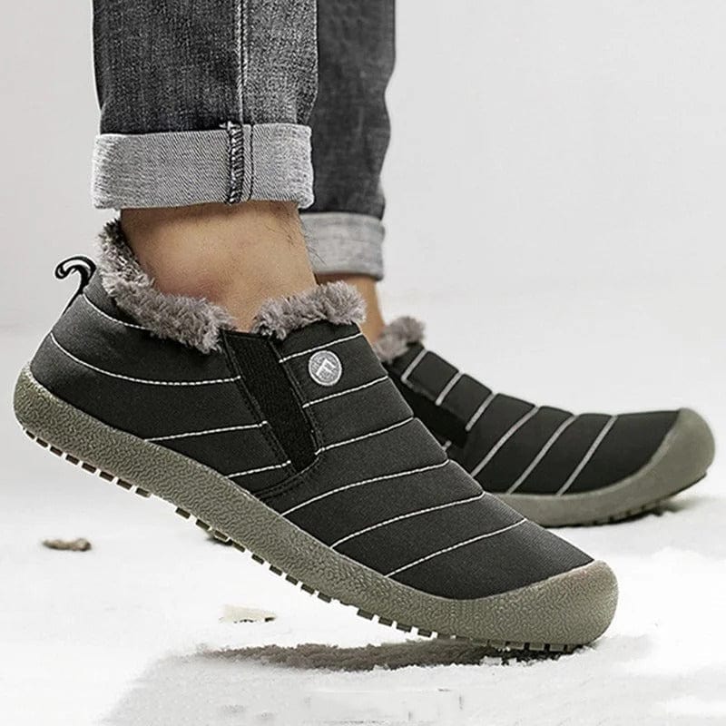 Mens Waterproof Fur Lining Slip On Snow Boots