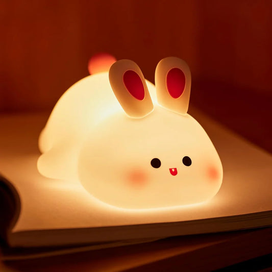 Rabbit Night Light for Kids,Cute Silicone Baby lamp, Dimmable Light up Bunny, Nursery Night lamp,Rechargeable Bunny Nightlight, Bedside Lamp for Breastfeeding