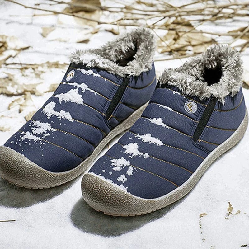 Mens Waterproof Fur Lining Slip On Snow Boots