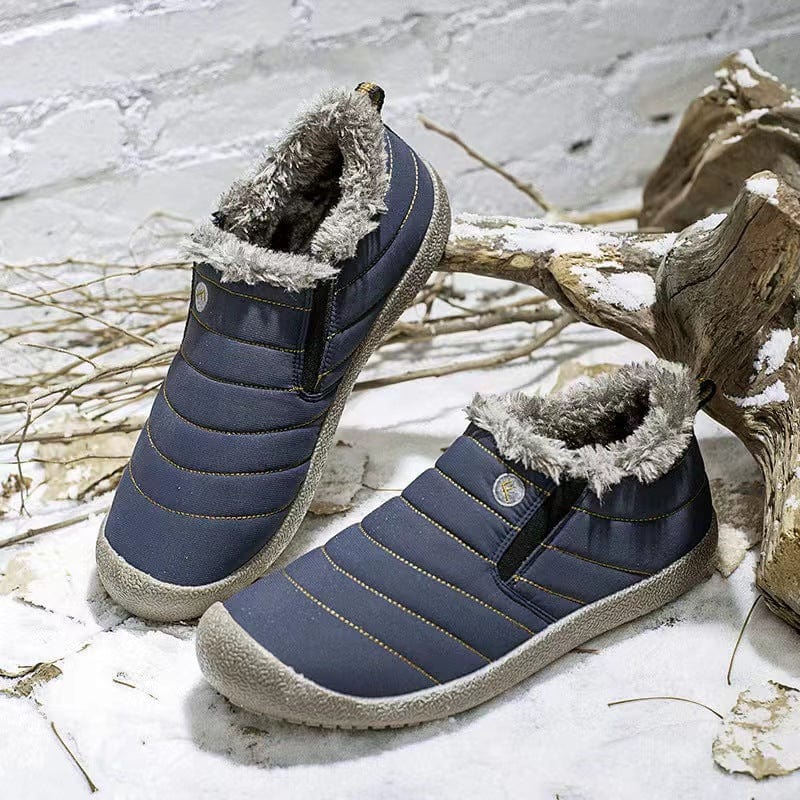 Mens Waterproof Fur Lining Slip On Snow Boots