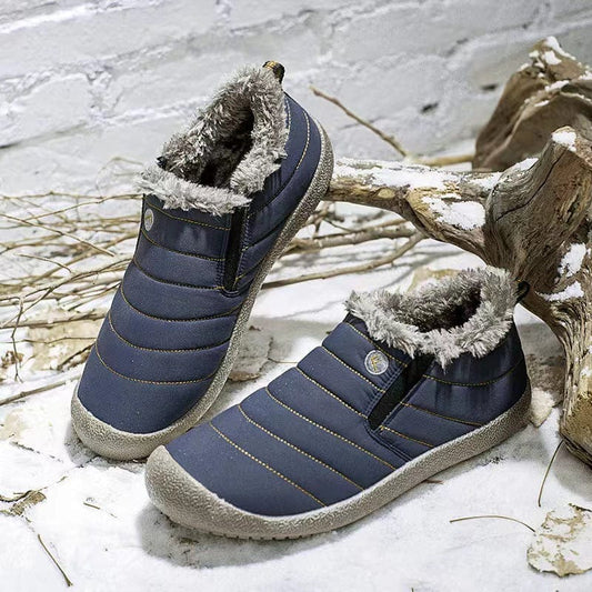 Women Waterproof Fur Lining Slip On Snow Boots