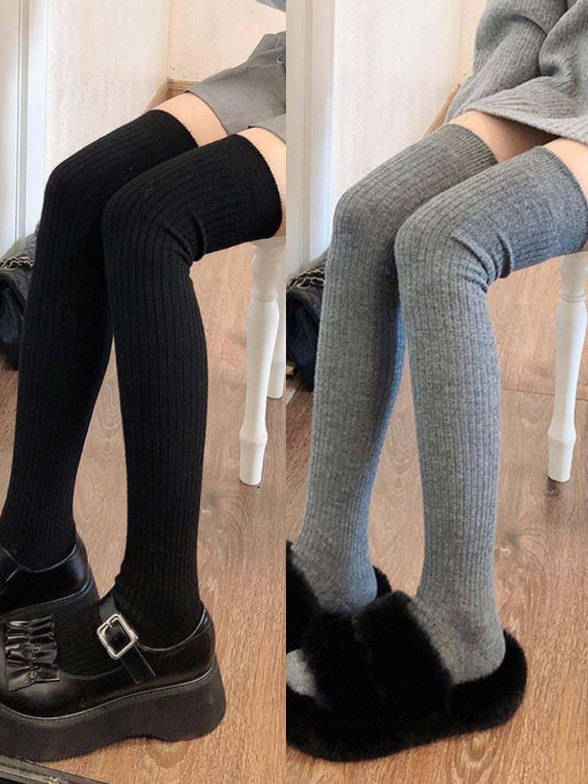 Women's Over-the-Knee Thigh High Socks - Thickened Cotton Stockings with Boots for Fall and Winter