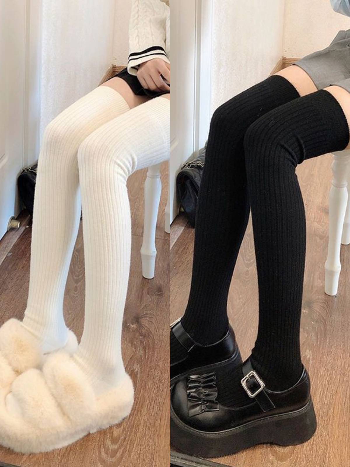 Women's Over-the-Knee Thigh High Socks - Thickened Cotton Stockings with Boots for Fall and Winter