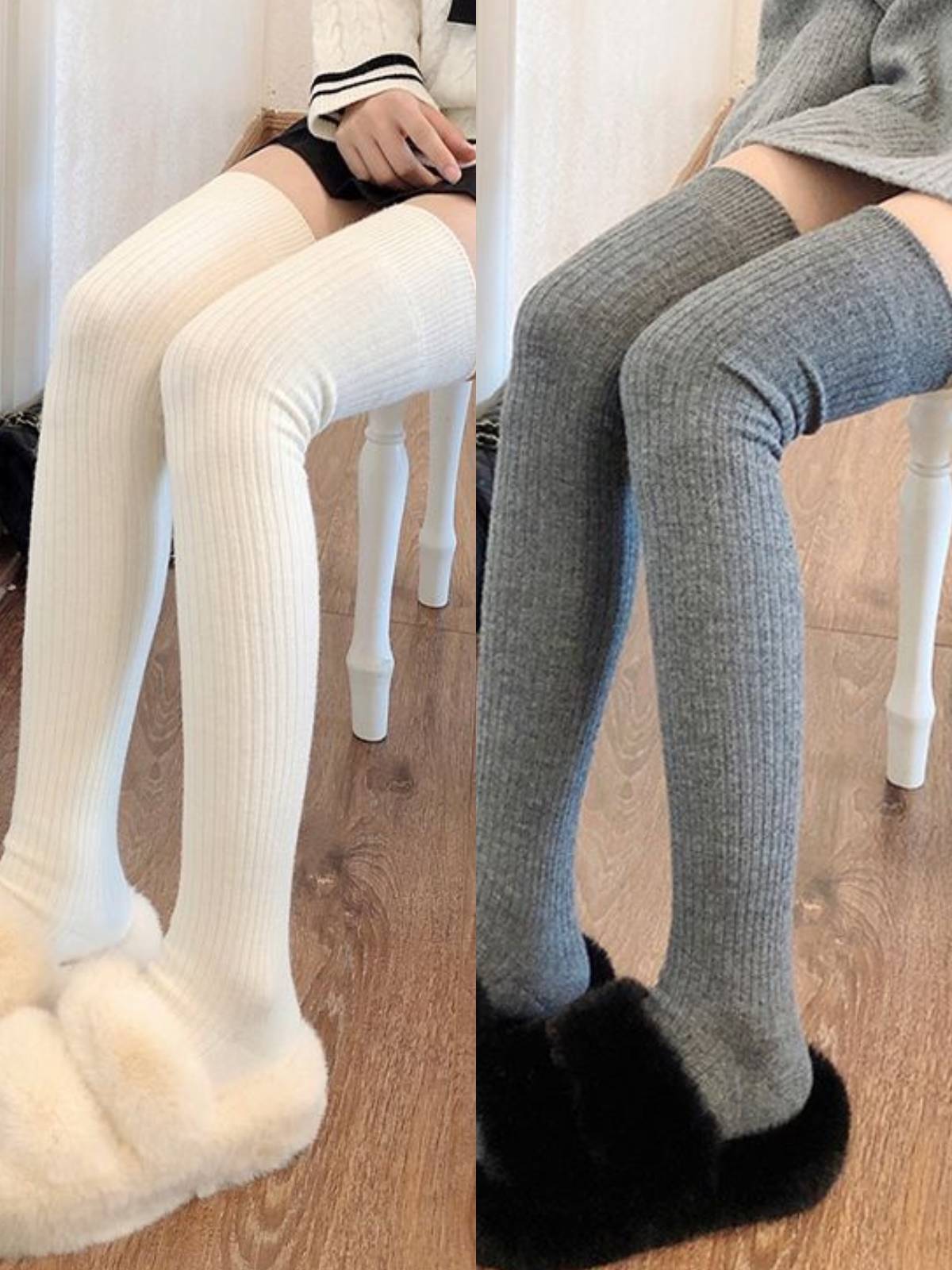 Women's Over-the-Knee Thigh High Socks - Thickened Cotton Stockings with Boots for Fall and Winter