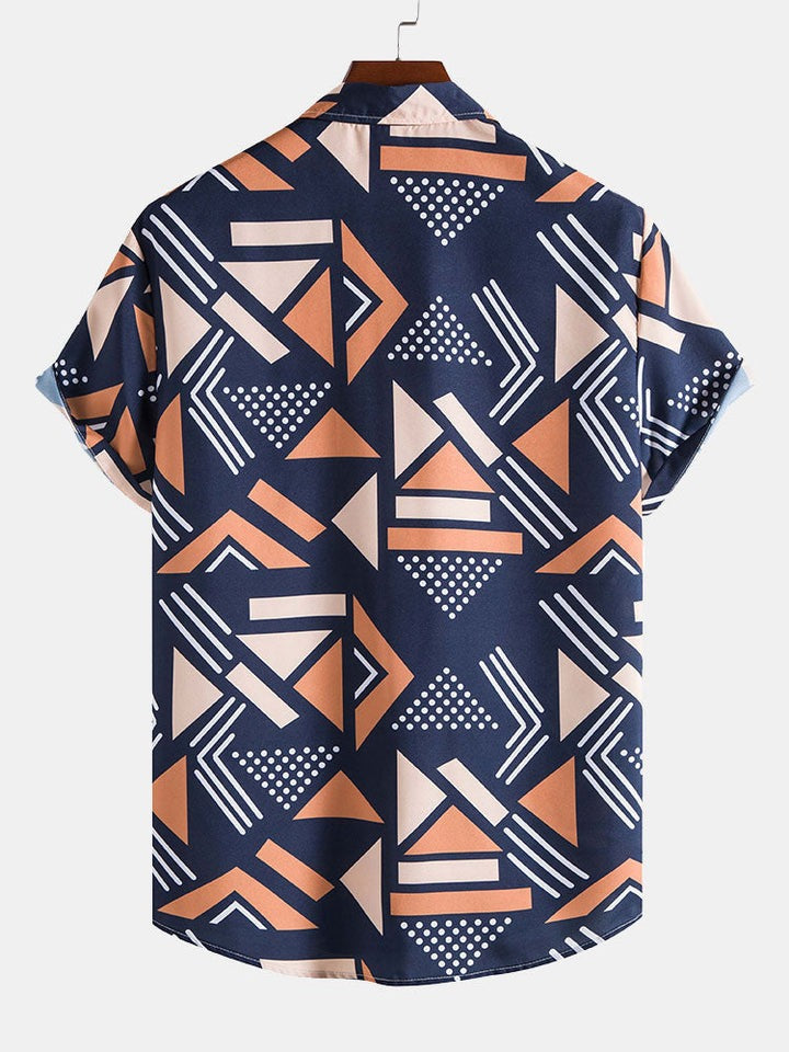 Geometric Print Shirt & Swim Shorts