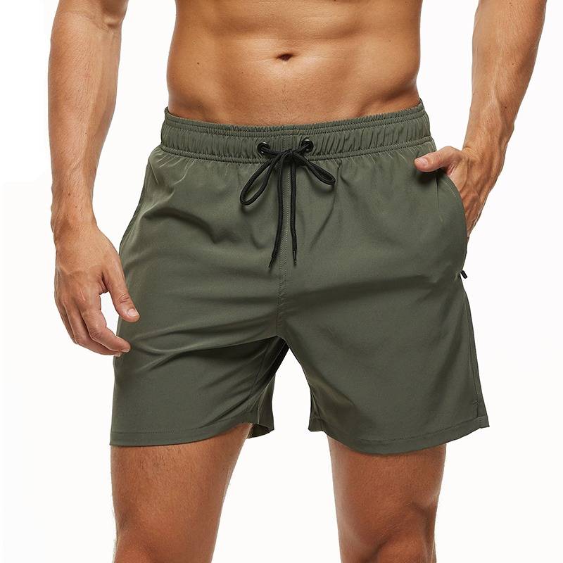 Men's Stretch Quick Dry Beach Shorts With Zipper Pockets and Mesh Lining