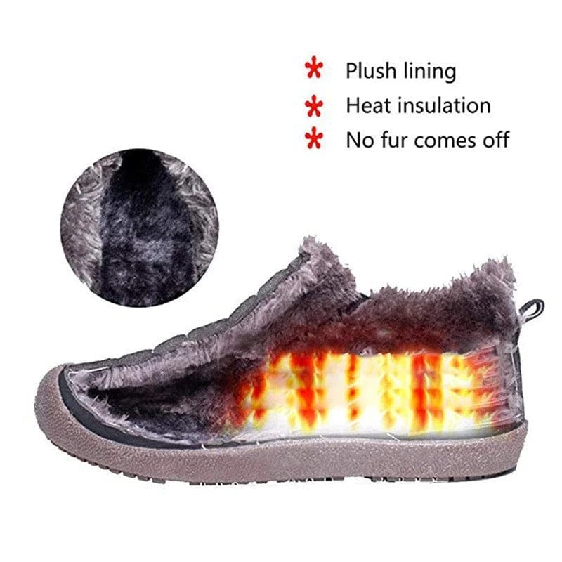 Mens Waterproof Fur Lining Slip On Snow Boots