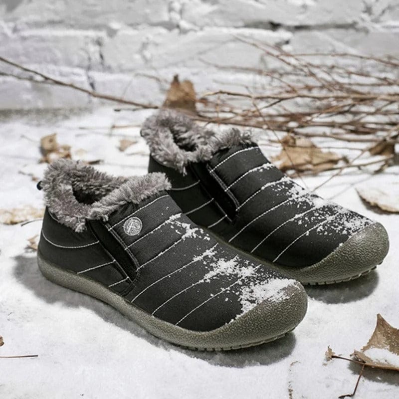 Mens Waterproof Fur Lining Slip On Snow Boots